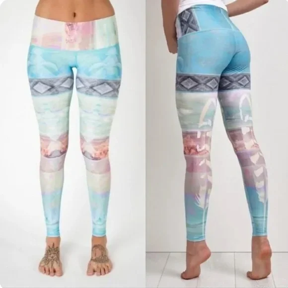 Teeki Tarot Magick Hot Pant Feather Leggings XS - Picture 1 of 15